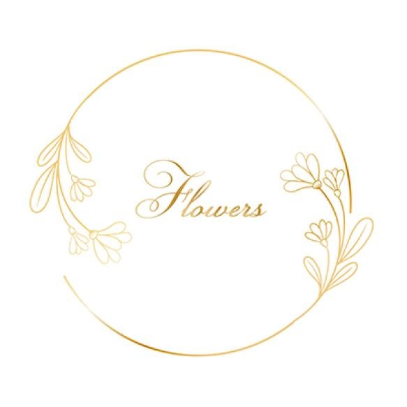 Hand Drawn Floral Plant Golden Round Border (2)