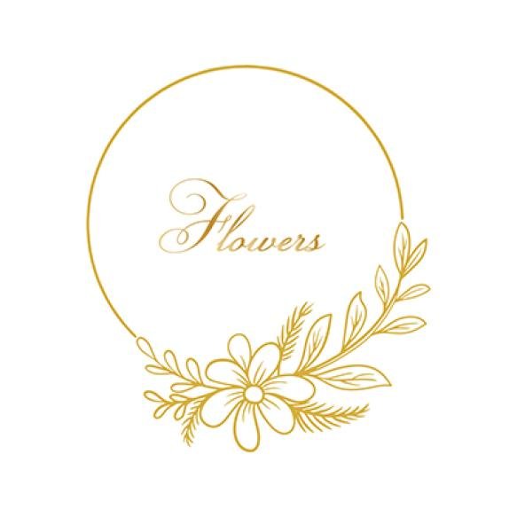 Hand Drawn Floral Plant Golden Round Border