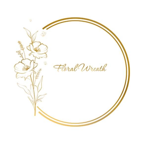 Hand Drawn Golden Flower Wreath Floral Vector Design Element Birthday New Year Christmas Card