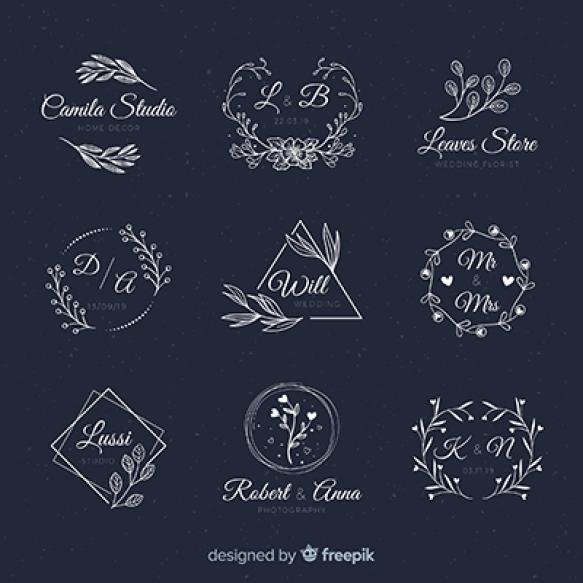 Hand Drawn Wedding Logo Collectio