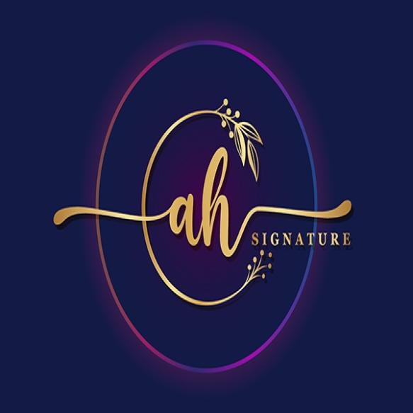 Luxury Signature Logo Design Initial Ah Handwriting Vector Logo Design Illustration Image