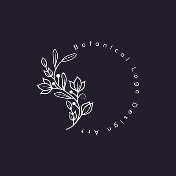 Botanical Boho Feminine Art Hand Drawn Botanical Frame Logo Design Template