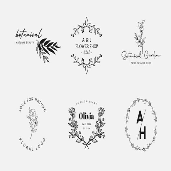 Botanical Floral Element Hand Drawn Logo With Wild Flower Leaves Logo Feminine Cosmetic (1)