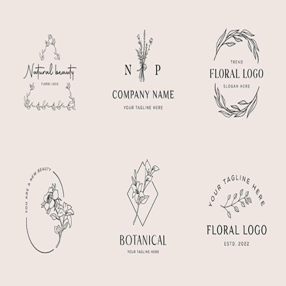 Botanical Floral Element Hand Drawn Logo With Wild Flower Leaves Logo Feminine Cosmetic (2)
