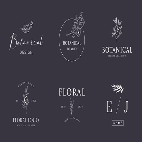 Botanical Floral Element Hand Drawn Logo With Wild Flower Leaves Logo Feminine Cosmetic (3)