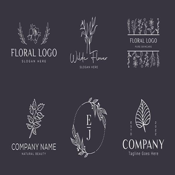 Botanical Floral Element Hand Drawn Logo With Wild Flower Leaves Logo Feminine Cosmetic 1