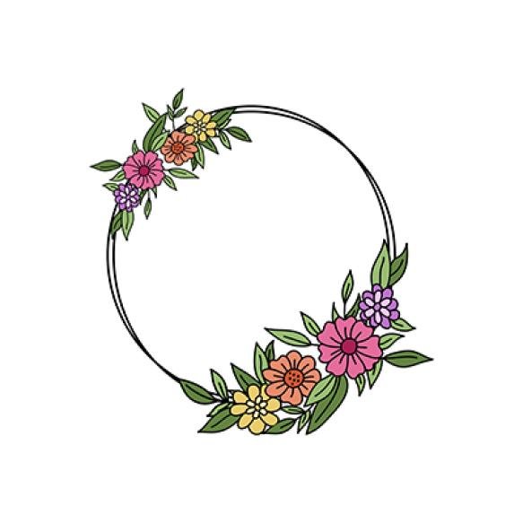 Circle With Flowers Wreaths Frame