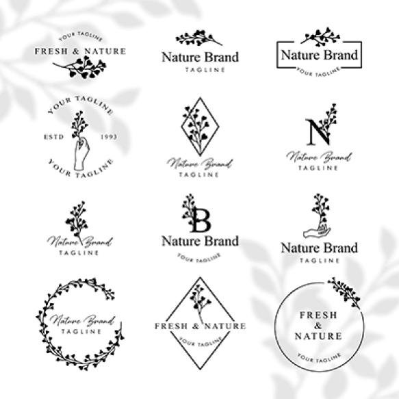 Feminine Floral Line Art Logo Editable Template Set