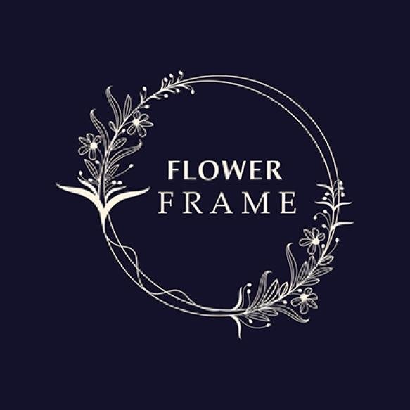 Floral Frame Flower Round Shape Emblem Logotype Isolated White Background Leaves Luxury Linear Logo 1