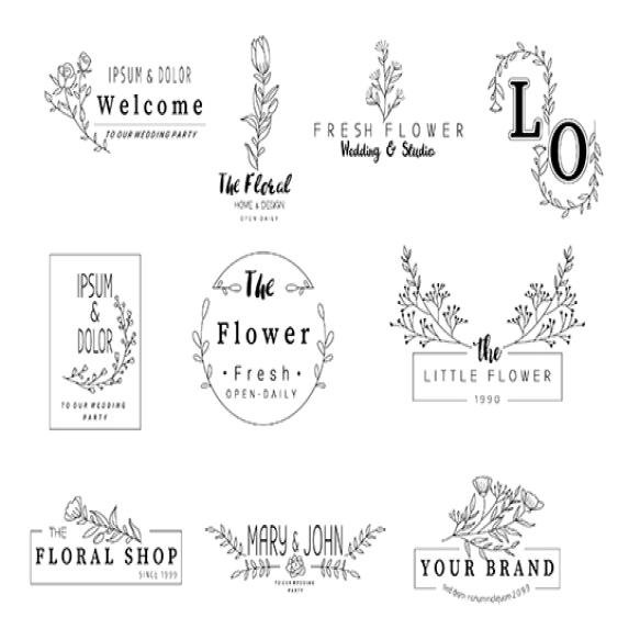 Floral Frame Set Wedding Flower Shop Hand Drawn Style 1