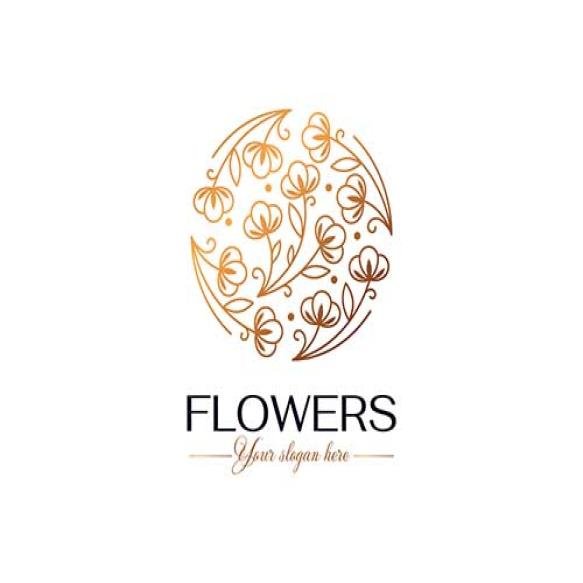 Flower Logo Cotton Flower Circle Cotton Flower Logo Trendy Linear Style Clothing Hotel Cosmetics Log 1