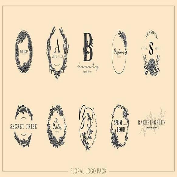 Hand Drawn Logo Design Floral Logo Design Feminine Branding Botanical Logotype Twigs Emblems