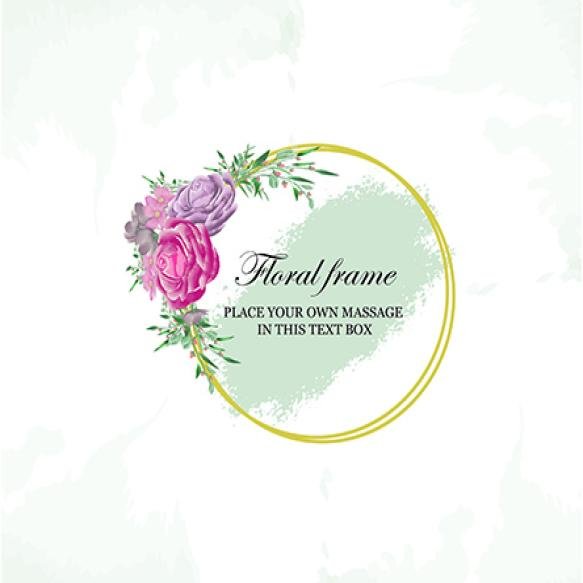 Hand Painted Watercolor Rose Floral Frame