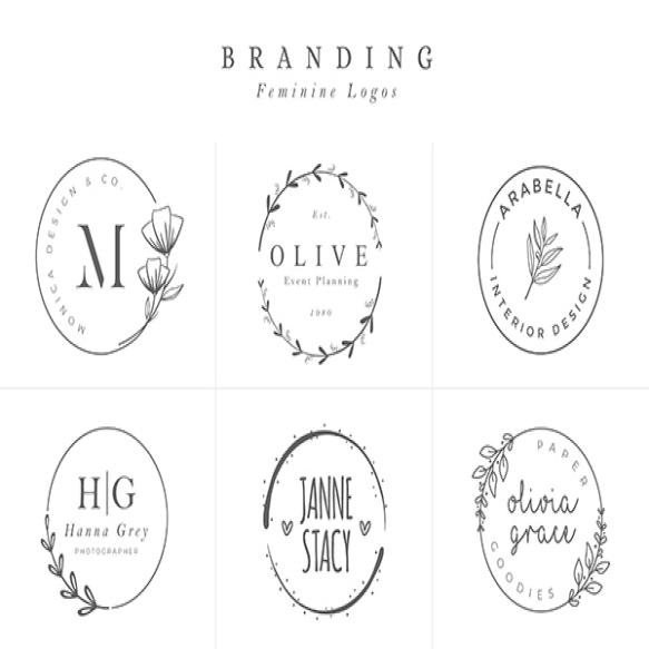 Set Feminine Vector Signs Logo Templates
