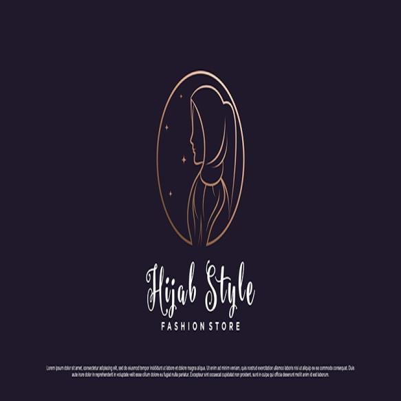 Muslim Women Logo Design Template Wearing Hijab With Line Art Style Creative Element