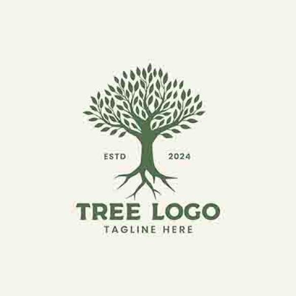 Abstract Tree With Roots Logo Design