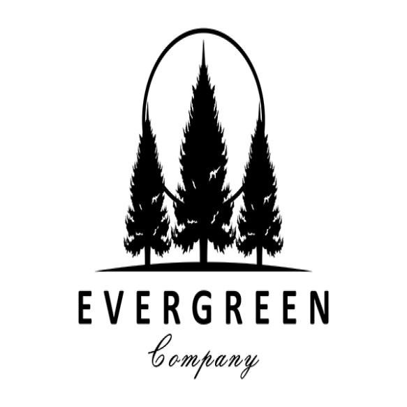 Evergreen Company Logo With Silhouette Trees