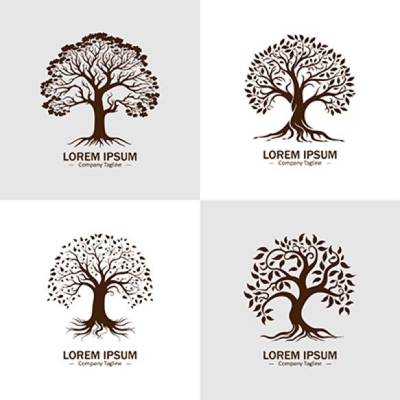 Set Tree Silhouettes Suitable Logo Emblem Pattern Typography Etc Isolated White Background Vector Il