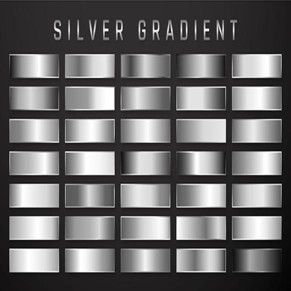 Collection Silver Chrome Metallic Gradient Brilliant Plates With Silver Effect