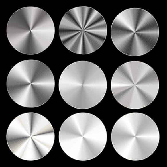 Realistic Detailed 3d Radial Conical Metallic Gradient Set Vector