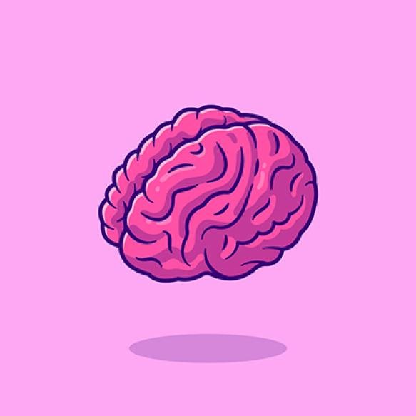 Brain Cartoon Icon Illustration Education Object Icon Concept