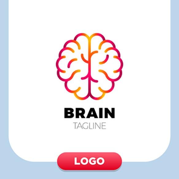 Brain Logo Silhouette Design Vector Template Linear Style