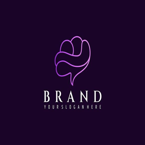 Brain Logo With Minimalist Concept Purple Gradient Color Flat Design Style