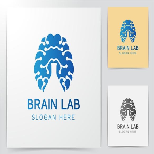 Brain Negative Space Test Tube Logo Designs Inspiration Isolated White Background