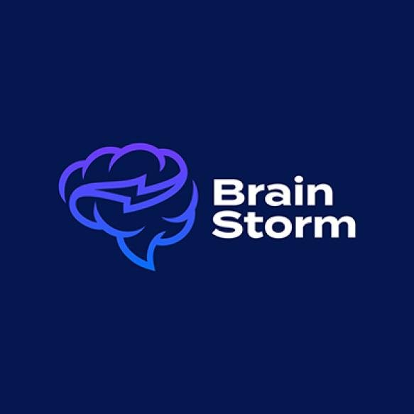 Brain Storm Think Flash Lightning Bolt Line Outline Creative Logo Icon