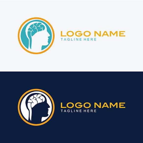 Vector Brain Leaf Sophisticated Aesthetic Logo Template