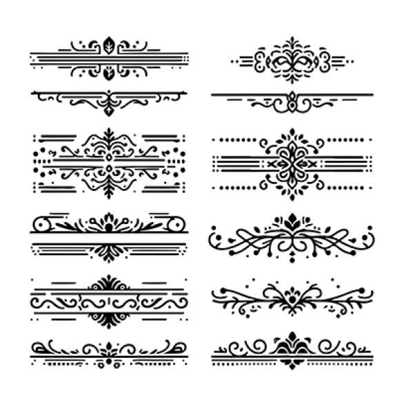 Set Vintage Vector Borders Pattern Line Calligraphy Page Margins