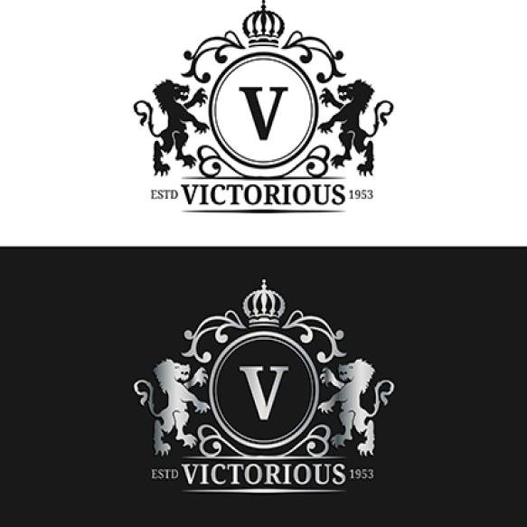 Vector Monogram Logo Template Luxury Letter Design Graceful Vintage Character With Crown Lions Illus