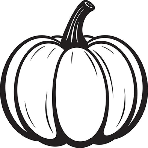 Black White Drawing Pumpkin With Black Outline