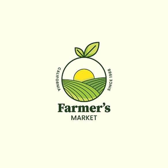 Hand Drawn Flat Design Farmers Market Logo