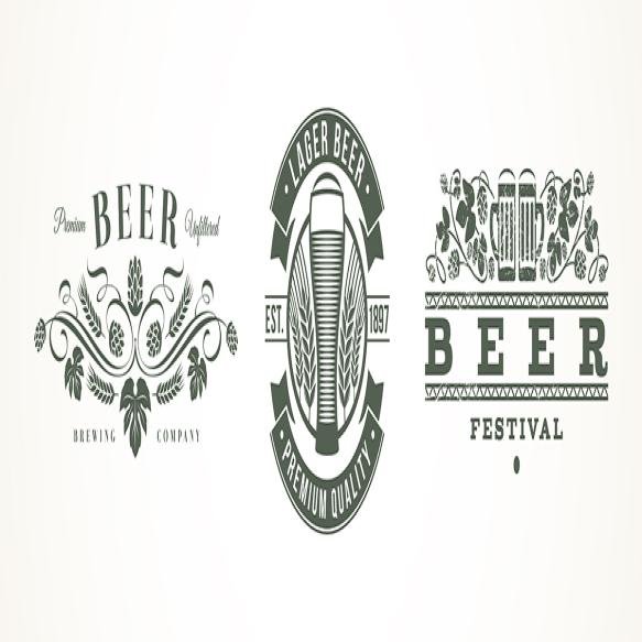 Set Beer Labels Emblems Vector Illustration