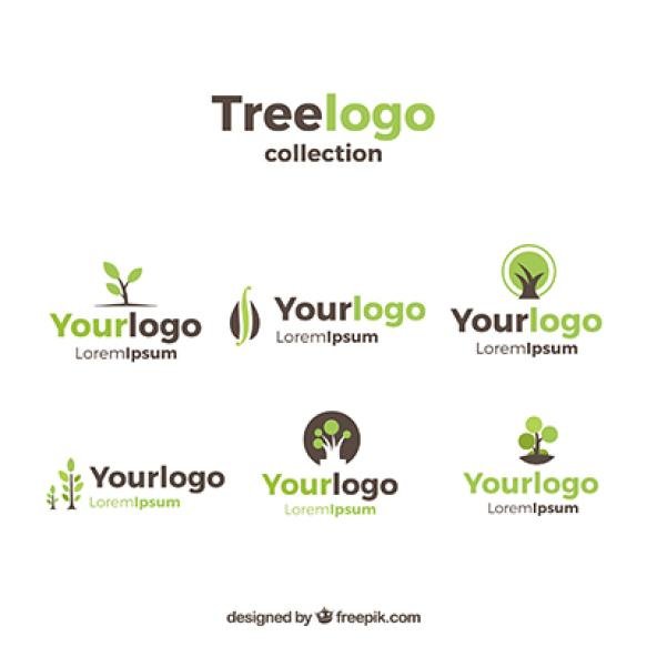 Tree Logos Collection Flat Style