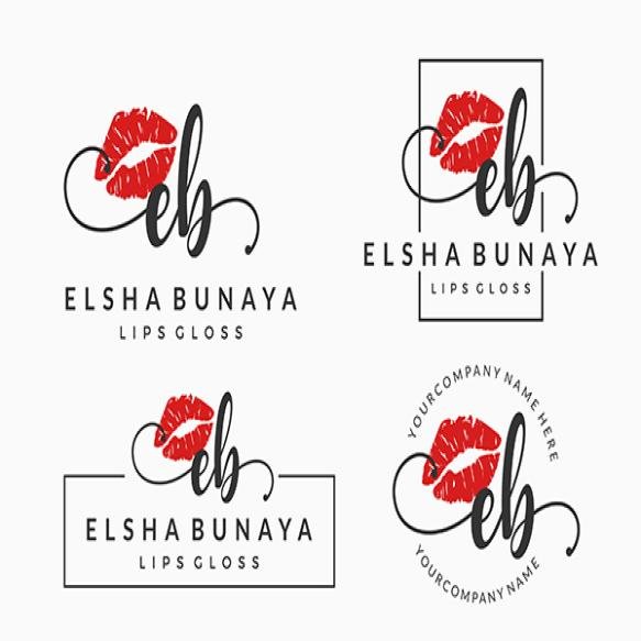 Initial Letter Eb E Logo Lip Kiss Lipstick Makeup Vector Design Collection