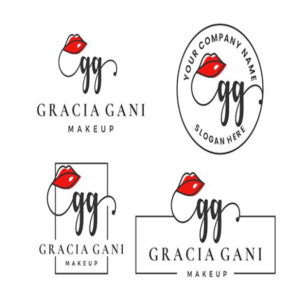 Initial Letter Gg G Logo Lip Kiss Lipstick Makeup Vector Design Collection