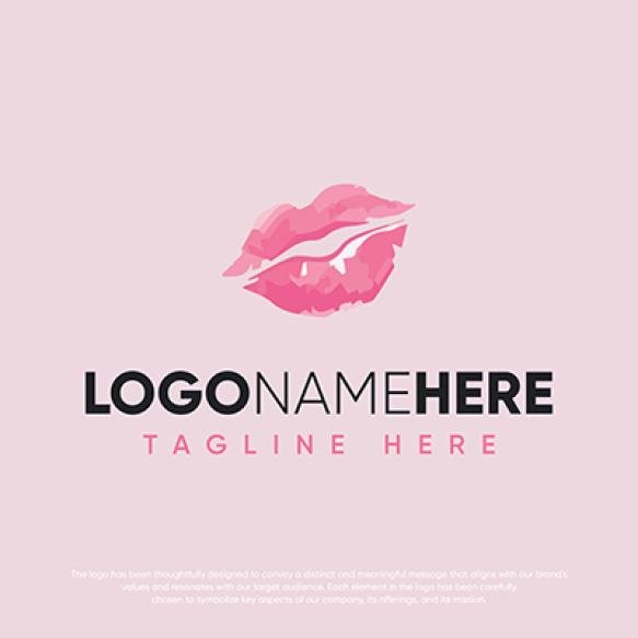 Pink Lips Illustration Logo Design