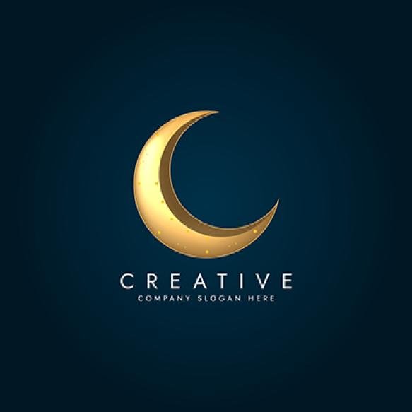 Arabic Golden Crescent Moon Vector Ramadan Kareem Greeting Crescent Islamic Symbol
