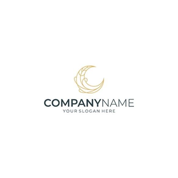 Crescent Moon Leaf Luxury Logo Design