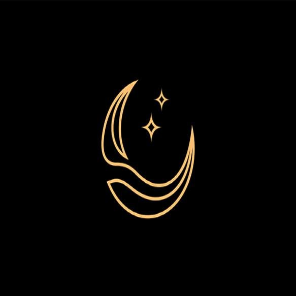 Crescent Moon Line Logo Design With Decorated Star
