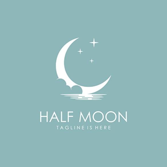 Crescent Moon Logo Template Flat Style (1)