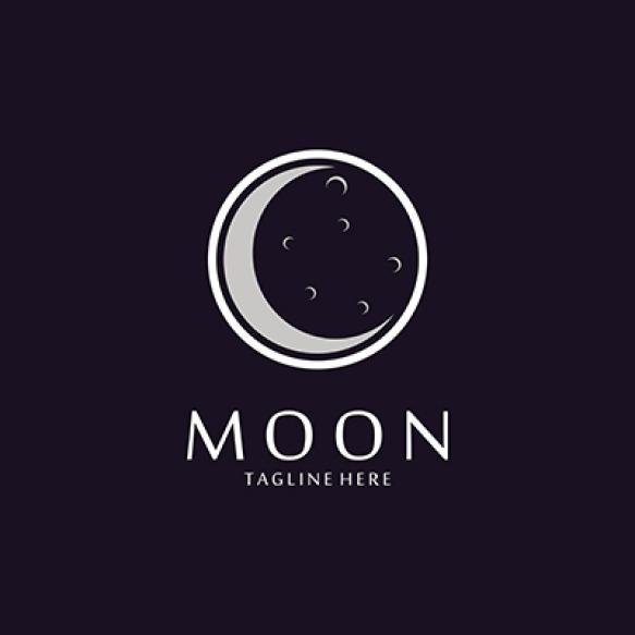 Crescent Moon Logo Template Flat Style