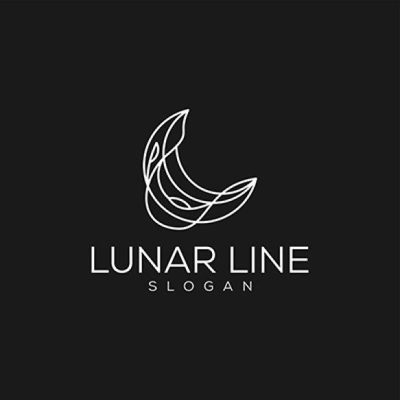Elegant Crescent Moon Star Logo Design Line Icon Vector Luxury Style Outline Linear (1)