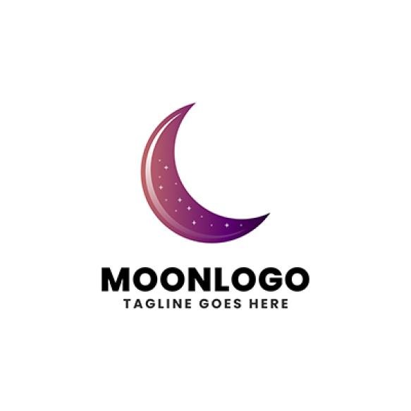 Elegant Crescent Moon Star Logo Design Line Icon Vector Luxury Style Outline Linear
