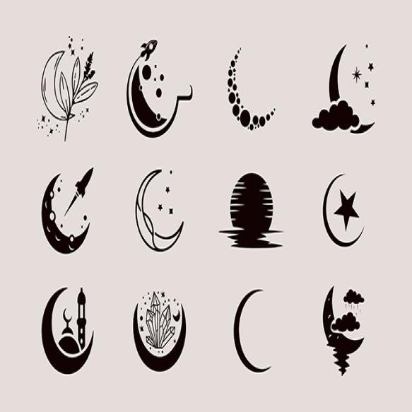Elegant Moon Logo Design Line Icon Vector