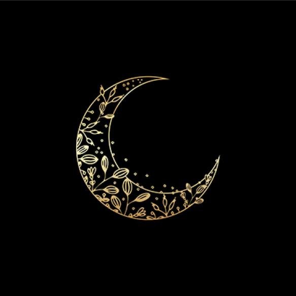 Gold Crescent With Floral Pattern It