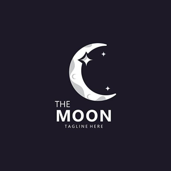 Moon Elegant Crescent Star Logo Design Line Simple Style Outline Background Template