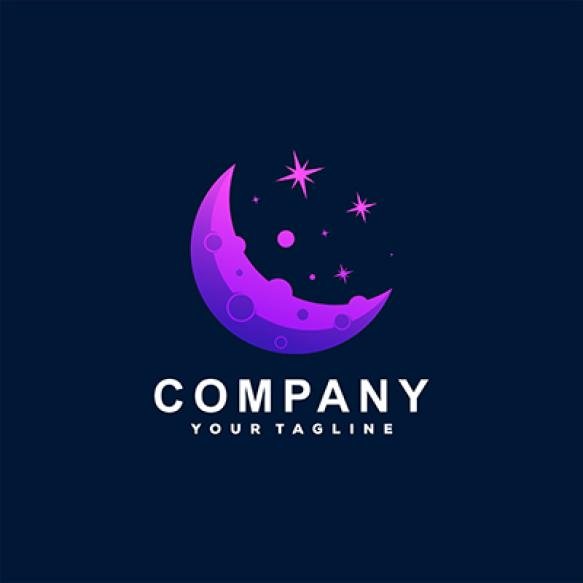 Moon Star Gradient Logo Design